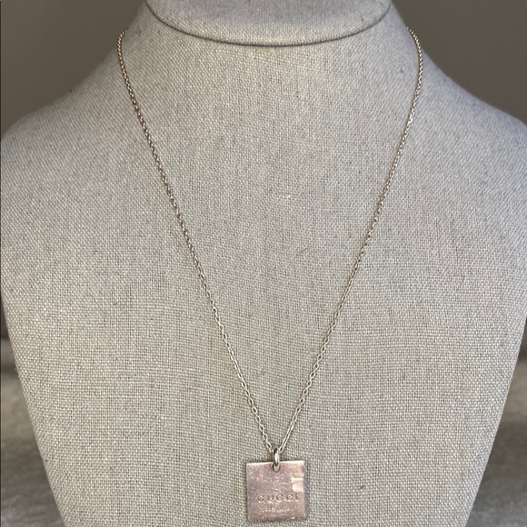 Gucci Jewelry - Gucci Square Logo Pendant Necklace in Sterling Silver (18in)